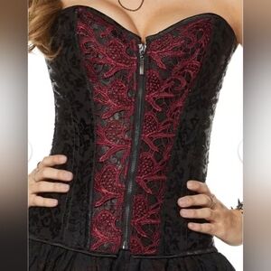 Spirit Black Corset with Red Lace Accents